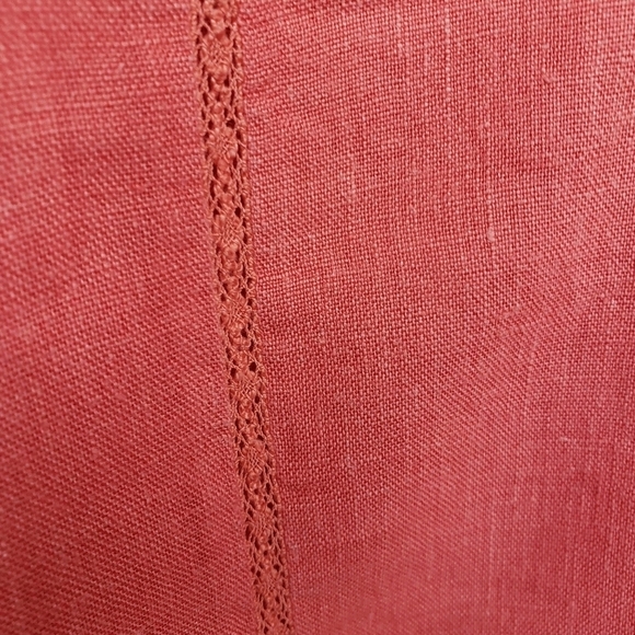 Zara 100% Linen Top V Neck Popover Drop Shoulder Small Poppy Red Hi Low - Picture 3 of 12